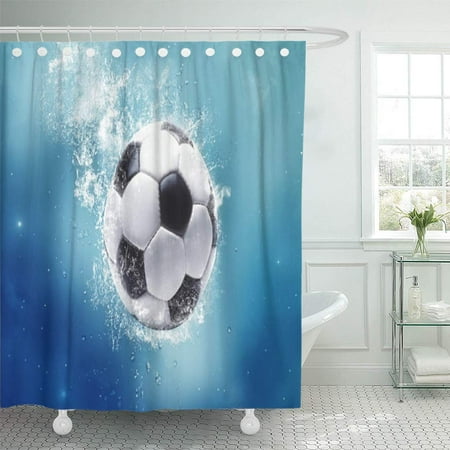 Yusdecor Blue Foot Soccer Water Splash Ball Football Sport Underwater Bathroom Decor Bath Shower Curtain 66x72 Inch Walmart Canada