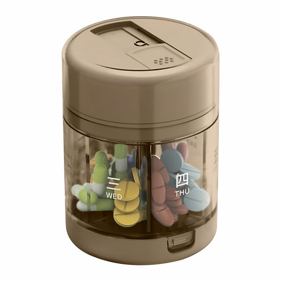 ACDANC 2026 New Push Button (7-Day) Pill Case,Medicine Planner,Vitamin Organizer,2 Times A Day Am/Pm,X-Large Compartments,Arthritis Friendly,Clear Lids,Coffee,Bpa Free