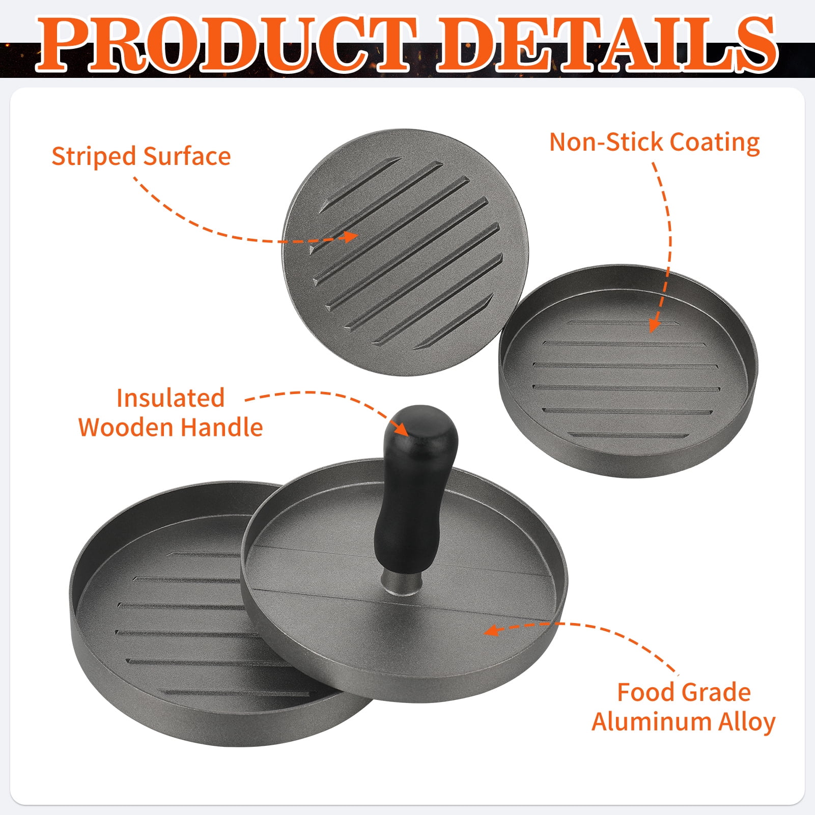 Bocaoying Burger Press 100 Patty Papers Set, Non-Stick Hamburger Mold, Meat Beef Cheese Veggie Burger Maker for Grill Griddle BBQ Barbecue