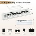 thumbnail image 3 of Gymax 61-Key Foldable Piano Keyboard w/MIDI Split Function Headphone Sustain Pedal White, 3 of 10