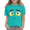 thumbnail image 4 of Hauts à Manches Courtes Mignons pour Femmes, T-Shirt Décontracté à Imprimé Couleur Unie, 1 Pce, 4 of 7