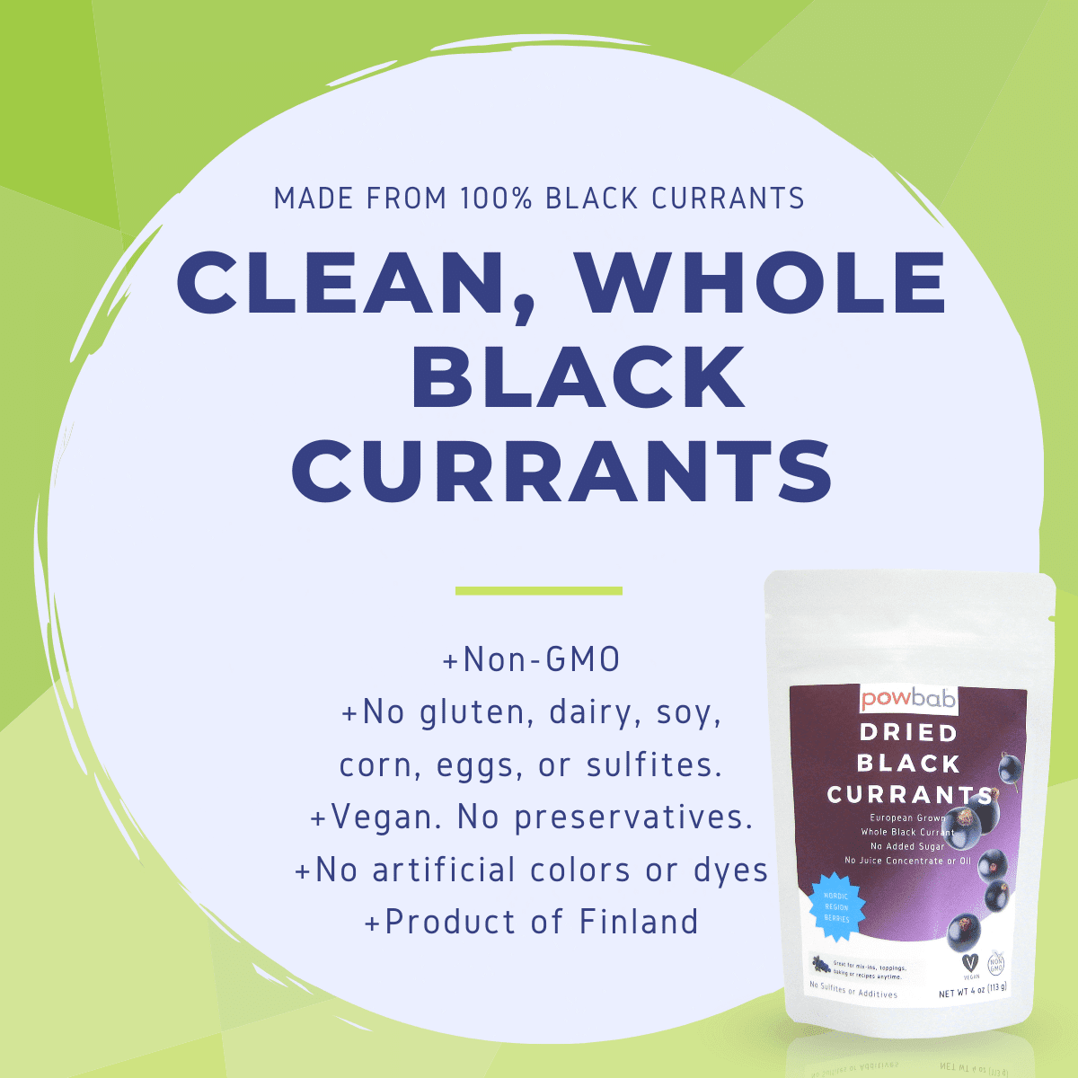 powbab Dried Black Currants - 100% Ribes Nigrum Berries, Unsweetened (4 oz)