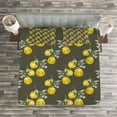 thumbnail image 3 of Ambesonne Nature Quilted Bedspread Set 3 Pcs, Lemon Branches Growth, Queen Size, Olive Green Yellow, 3 of 3