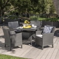 thumbnail image 2 of GDF Studio Healy Outdoor Wicker 5 Piece Dining Set with Cushion, Gray and Light Gray, 2 of 13