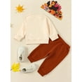 thumbnail image 3 of Bslissey Baby Girl Boy Thanksgiving Pants Sets 6M 12M 18M 24M Long Sleeve Letter Drumstick Print Sweatshirt + Pants 2Pcs Casual Outfits Infant Toddler Daily Clothes, 3 of 9