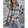 thumbnail image 4 of Women's Fall Color Block Plaid Flannel Shacket Jacket Button Down Shirt Coat Tops, 4 of 13