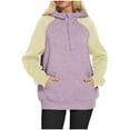 thumbnail image 2 of Fashion Plus Size Pullover Hoodie for Womens Zip Up Solid Color Blocked Loose Long Sleeved Hoodie Sweatshirt Long Sleeved-neck Top/shirt, 2 of 8