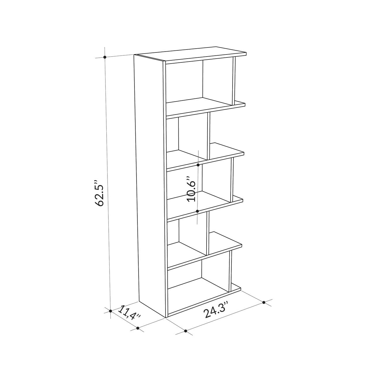 Ada Home Decor 5 Shelf Bookcase Multiple Tier Open Shelf Modern book Case, Oak