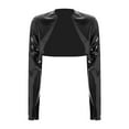 thumbnail image 1 of renvena Womens Faux Leather Cropped Jacket Open Front Long Sleeve Wet Look Clubwear For Rave And Party Black L, 1 of 5