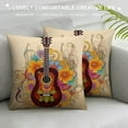 thumbnail image 3 of Nawypu  Guitar Decorative Throw Pillow Musical Theme Guitar with Flower Pillow Cases  Outdoor Indoor Square Cushion Covers for Home Sofa Couch Colorful Pillowcase, 3 of 5