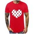 thumbnail image 2 of Tuphregyow Valentine's Day Men Love Heart Print Crew Neck - Loose Casual Summer Outdoor Leisure T-Shirt Top Red XXXL, 2 of 8