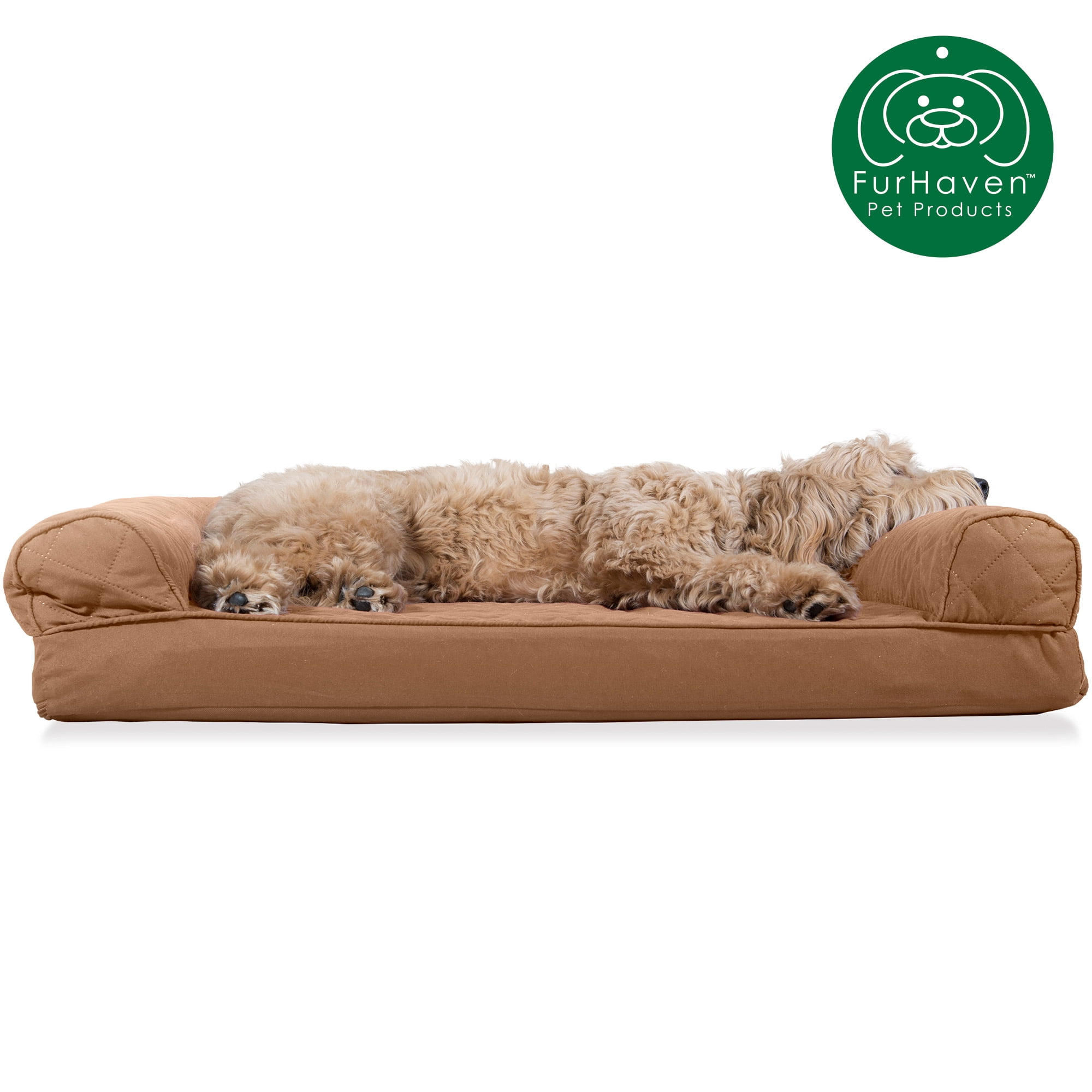 FurHaven Orthopedic Quilted Sofa Pet Bed for Dogs & Cats, Toasted
