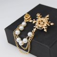 thumbnail image 4 of Star and Flower Bead with Gold Hanging Chain Brooch (Chain Design May Vary), 4 of 5