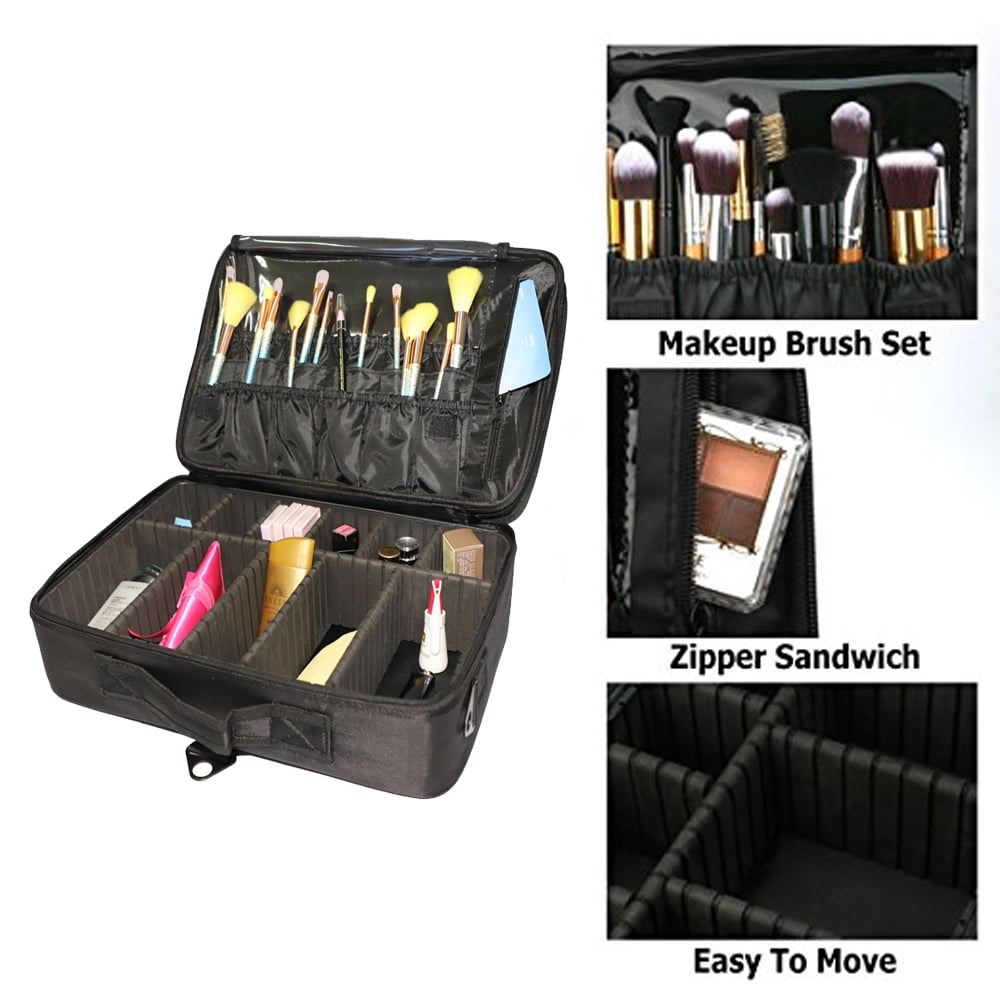 UBesGoo Professional Makeup Bag Cosmetic Case Storage Handle Organizer Artist Travel Kit Black