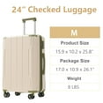 thumbnail image 5 of imerelez Hardshell Luggage, Lightweight Durable ABS Suitcases with Double Wheels, Expandable 24 Inch Checked Travel Luggage (White and Green), 5 of 8