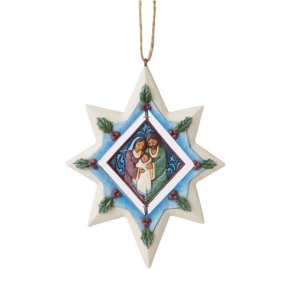 Ornament-Jim Shore/Heartwood Creek-Star w/Holy Family