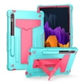 thumbnail image 4 of Case For Apple iPad 10th Gen 2022 Tough Hybrid Kickstand Vertical 3in1 Shockproof Anti-Scratch PC + Silicone Armor Tablet Tablet Cover [ Teal Pink ], 4 of 7