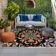 thumbnail image 2 of Black Boho Outdoor Rug for Patio/Deck/Porch, Non-Slip Large Area Rug 4 x 6 Ft, Ethnic Country Colorful Abstract Floral Motifs Indoor Outdoor Rugs Washable Area Rugs, Camping Rug Carpet Runner, 2 of 8