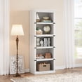 thumbnail image 2 of Estilo rural-style de madera estante de libros blanca 67.4 pulgadas de altura y 24.5 pulgadas de anchura 5-tier almacenamiento para sala de estar y oficina en casa, 2 of 9
