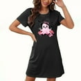 thumbnail image 4 of Sakmal Pajama Dress for Women Cute Halloween Sleepwear Short Sleeve Ghost Print Black Nightgowns, 4 of 5