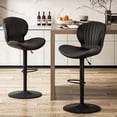 thumbnail image 6 of Waleaf Modern Adjustable Bar Stools Set of 2, Faux Leather Upholstered Swivel Counter Stools, Counter Height Bar Chair with Back for Kitchen Island, 6 of 10