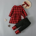 thumbnail image 2 of Mercatoo Toddler Baby Girls Plaid Clothes Set Tunic Shirt Dress Pants Christmas Outfit Clothing Kids Girls Xmas Clothes Set, 2 of 8