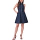 thumbnail image 1 of Vestido de mezclilla para mujer INSPIRE CHIC, con cuello halter, sin espalda, con botones, color azul oscuro, talla XS, 1 of 5
