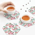 thumbnail image 4 of Leather Coasters with Heat-resistant for Drinks, flamingo flower -标题2 Hexagon, 4 of 5