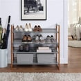 thumbnail image 1 of Neu Home NH-17544W-1 2-Tier Wooden Stackable WD-Metal Shoe Rack - Set of 2, 1 of 4