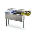 thumbnail image 2 of 63 in Three Compartment Commercial Sink, Bowl Size 15x15x14, 18-Gauge Stainless-Steel with Right Drainboard (KM-SC151514-15R3), 2 of 10