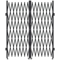 VEVOR Double Folding Security Gate, Lockable Scissor Gate with 360° Swivel Casters, Outdoor Barricade Steel Retractable Gates, for Entry Security, Garage, Warehouse & Pool, 145.67 x 86.81 in (W x H)