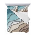 thumbnail image 7 of Quilts Twin-XL Size Bedding Set, Teal Blue Ombre Cream Lightweight Quilted Comforter, Modern Geometric Brown Aesthetic Soft Reversible Bedspread Coverlet with Pillow Covers for All Season, 68" x 98", 7 of 7