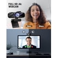 thumbnail image 3 of Full HD Webcam with Built-in Microphone and Rotatable Tripod, 4K Video and Wide Angle Camera, Privacy Cover, for Desktop PC or Laptop Computer, 3 of 7