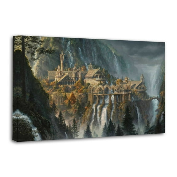 Lord of The Rings Rivendell Painting On Canvas Wall Art Poster Scroll Picture Print Living Room Walls Decor Home Posters 24x36inch(60x90cm)