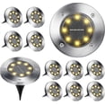 thumbnail image 1 of 12 Pieces Solar Lights Outdoor Garden, 8 Led Ground Lights 3000k Warm White Waterproof Ip65 Solar Lights Recessed Solar Lights For Pathway Patio Lawn, 1 of 5