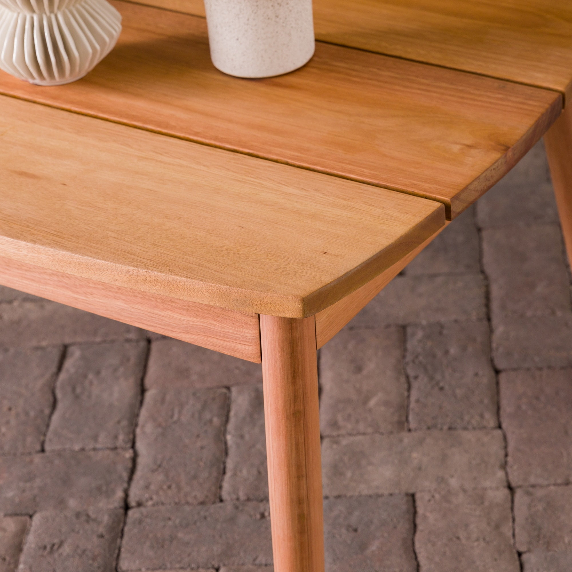 Walker Edison Modern Solid Eucalyptus Outdoor Coffee Table, Natural