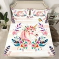thumbnail image 2 of Manfei Chic Unicorn Twin Sheet SetsNcolorful Flower Twin Fitted Sheet,Rustuc Floral Flat Sheet For Child,Breathable Home Decor,3 Pieces, 2 of 7