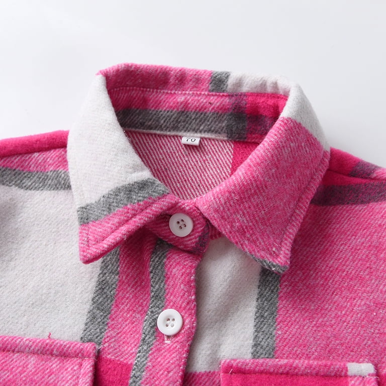 Tunique Strasburg Fille 12 Ans – Flanelle à Carreaux Rose, Manches Longues