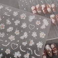 thumbnail image 2 of HPYFOI Hoja de stickers para uñas con flores blancas en relieve 5D, 2 of 6
