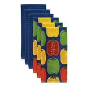 Solid and Print Kitchen Towel, Six Pack, Peppers