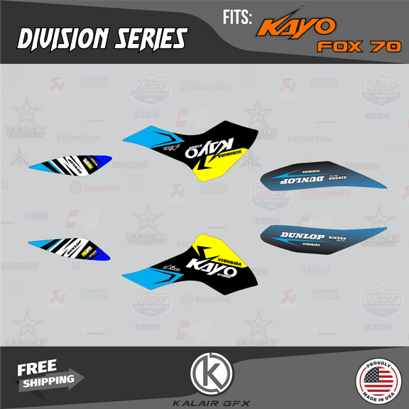 Kalair GFX Graphics Kit for Kayo SPORTS ATV FOX-70,AY-70,STORM-70 (All Years) Division Series