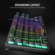 thumbnail image 2 of Teclado GK-10 para juegos con retroiluminación RGB, diseño ergonómico, 87 teclas, conexión USB, compatible con Windows y Mac, color negro., 2 of 7