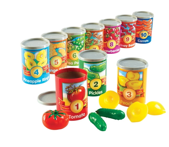 Learning Resources 1 to 10 Counting Cans, With Covers and Play Food, 75
