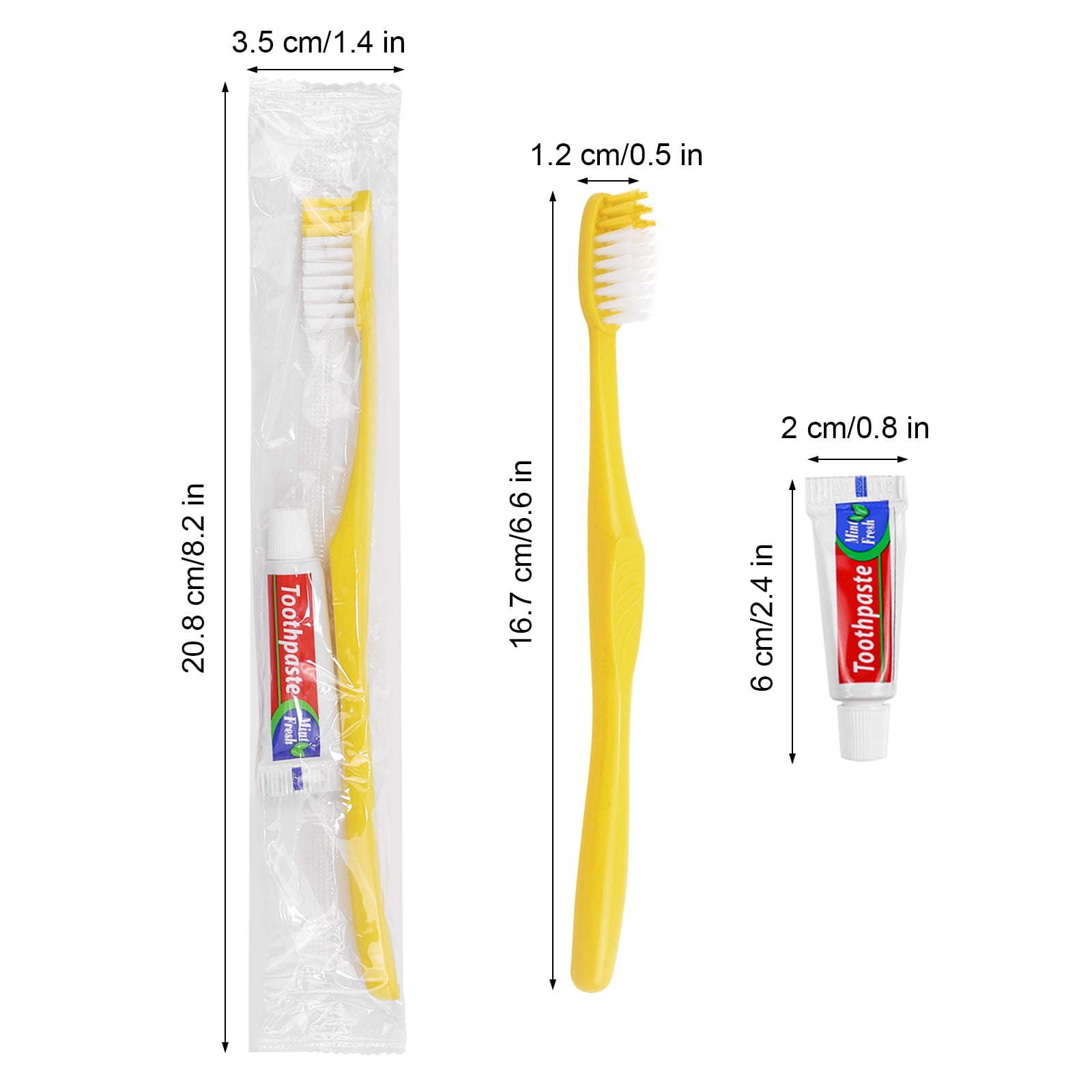 Disposable Toothbrush with Toothpaste Set Pack of 130,Hollow Yellow Individually Wrapped Manual Travel Toothbrush Kit in Bulk Toiletries for Adults,Kids,Hotel,Charity,Homeless,Nursing Home