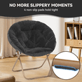 thumbnail image 6 of Magshion Set of 2 Saucer Chair Soft Faux Fur Folding Accent Chair, Lounge Lazy Chair Moon Chair Seat with Metal Frame for Bedroom Living Room, Black, 6 of 10