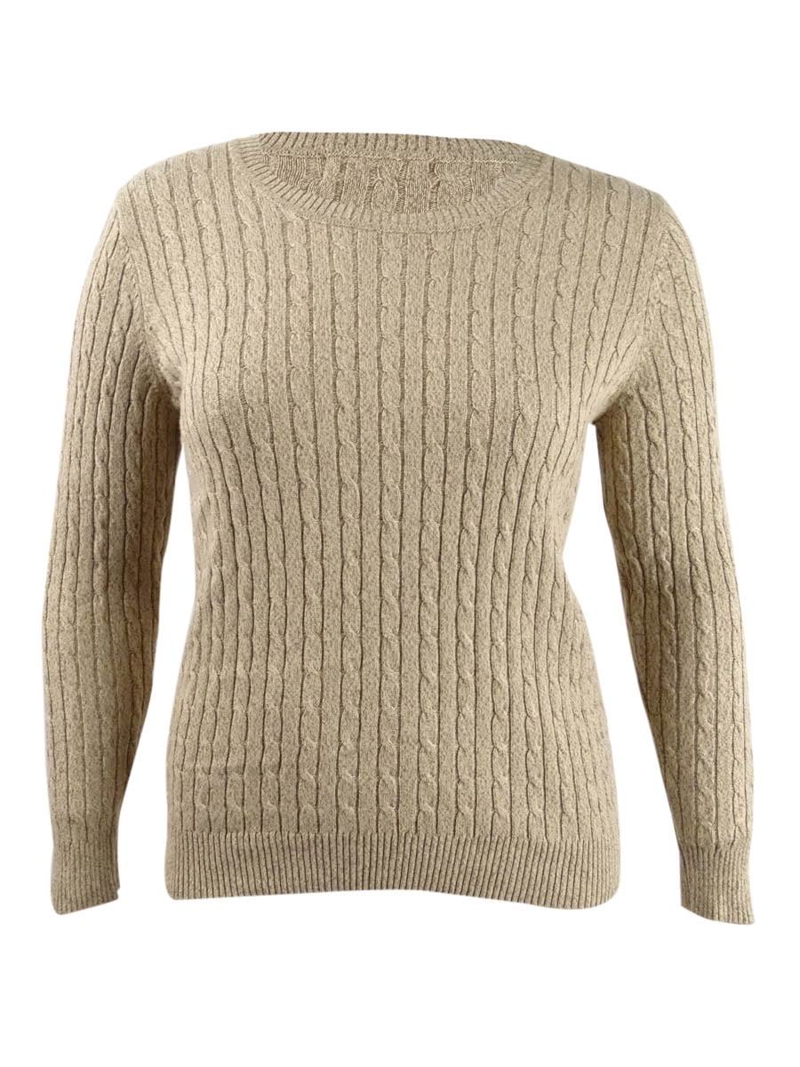 Karen Scott Women's Petite Cable-Knit Sweater (PXL, Chestnut Marble)