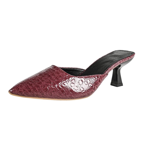 Xfvqtps Textured Pointed Toe Slide Mules for Women Casual Slingback Low Heel Shoes Embossed Faux Leather Slip On Dressy Flats for Everyday Wear