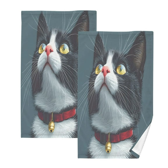 joogoo 2 PCs Hand Towels Sets Cat Cotton Face Towel Bathroom Decorative