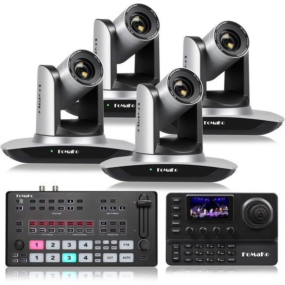 FoMaKo 20x Optical Zoom AI Auto Tracking 1080P Video Camera Bundle(FMK12UH X4 M2 KC606)