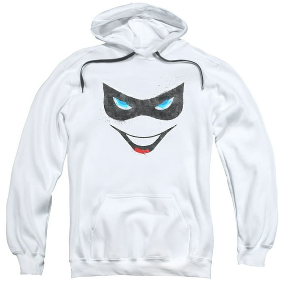 Trevco Batman-Harley Face - Adult Pull-Over Hoodie - White- Small